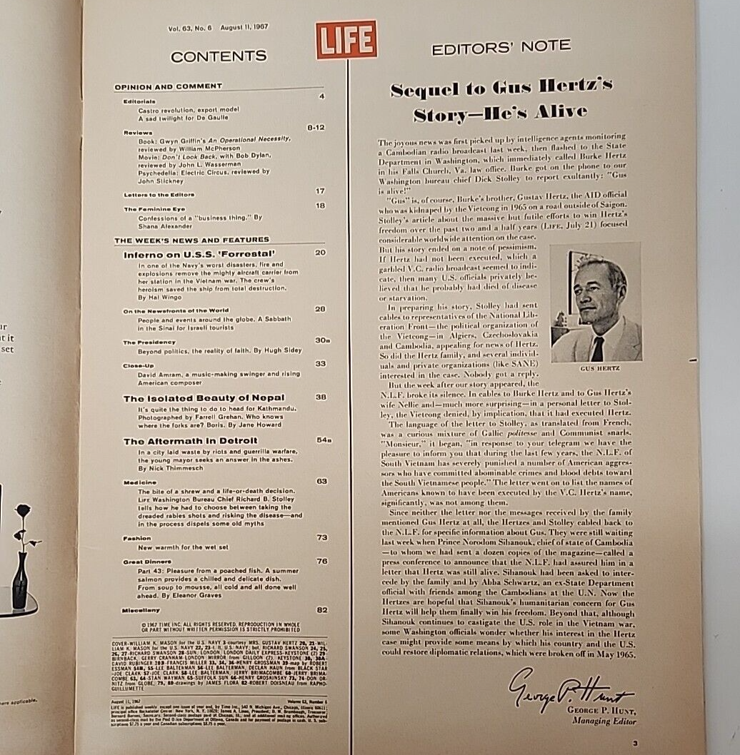 6 Vintage 1967 LIFE Magazines JFK, Vietnam, Race Riots, Heart Transplant