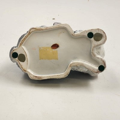 Gray Rabbit Bunny White Face Ears Laid Back Figurine 6.25"x4" Bone China Taiwan