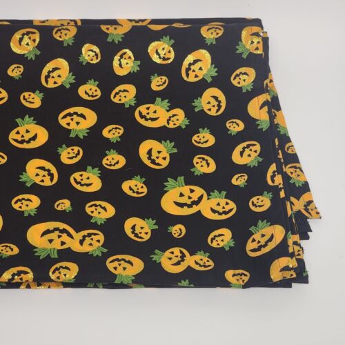 Black and Orange Halloween Pumpkin Pattern Linen Tablecloth 104 x 43 Inches