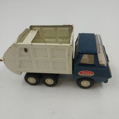 Tonka USA Blue & White Mini Garbage Truck 5.5" Long Pressed Steel 1970s Vintage