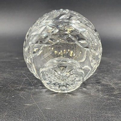 24% Lead Crystal Bowl Vase Hand Cut Clear Round 3.25" Footed Poland