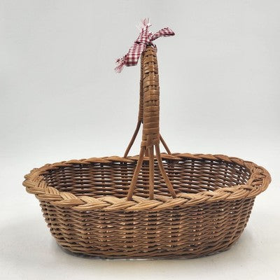 French Wicker Woven Gathering Basket Picnic Basket with Handle Farmhouse Cottage