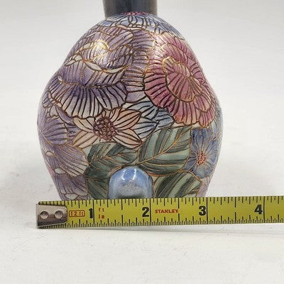 Ethan Allen Home Collection Ceramic Bunny Rabbit Figurine Pink Blue Floral 6"x3"