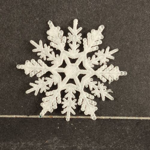 24 Piece White 3" Snowflake Winter Decorations Plastic Glitter Reversible