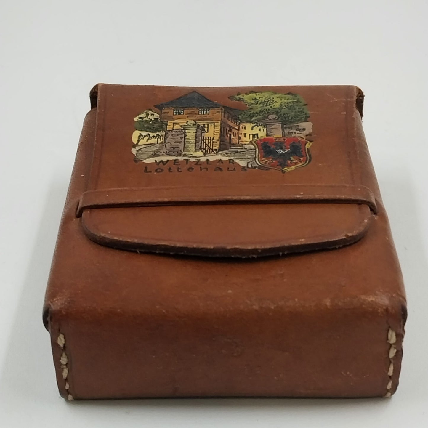 WETZLAR Lottehaus Brown Leather Cigarette Tobacco Pouch Case Holder Pat.gesch