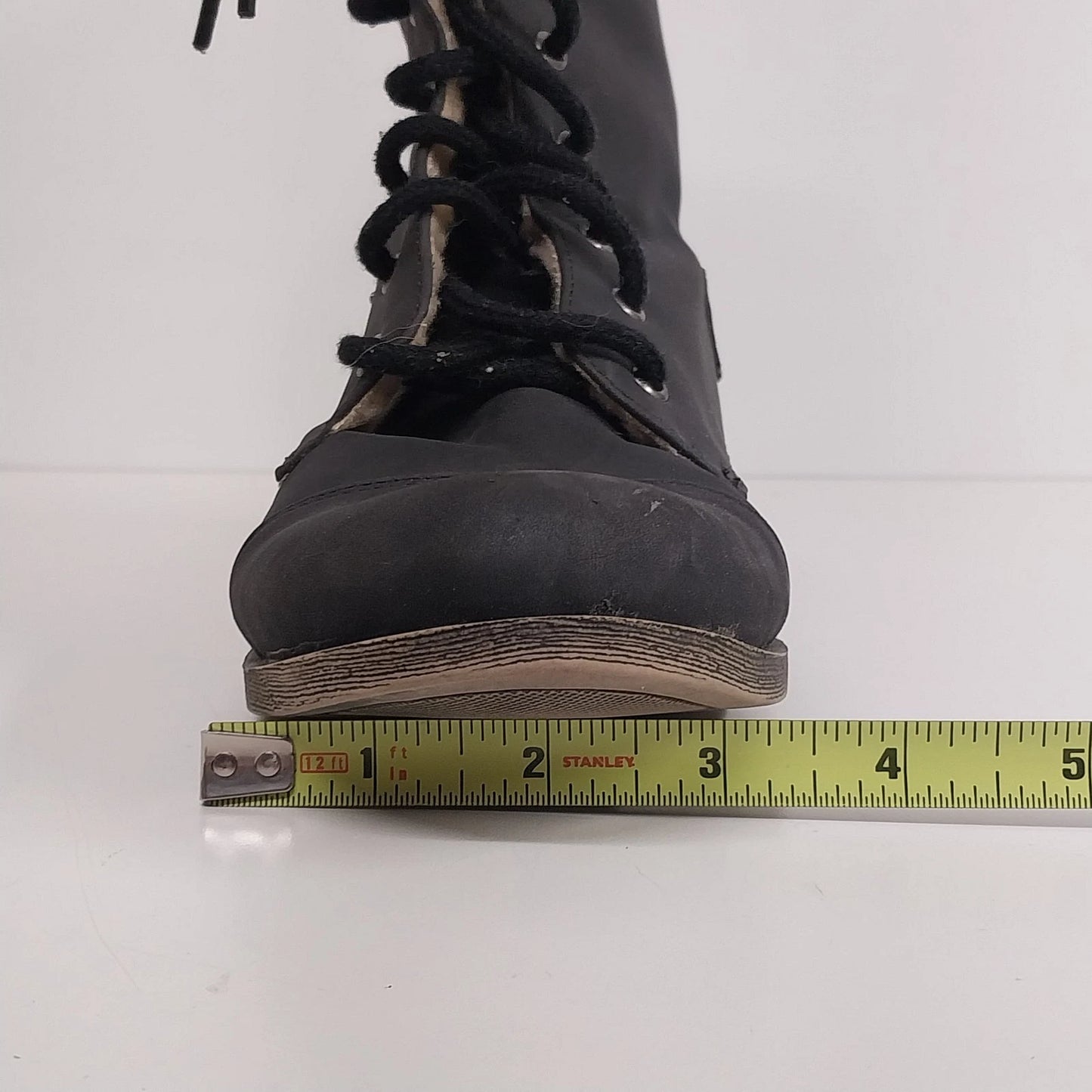 Lauren Conrad Reese Black Faux Fur Combat Boots Womens Size 8
