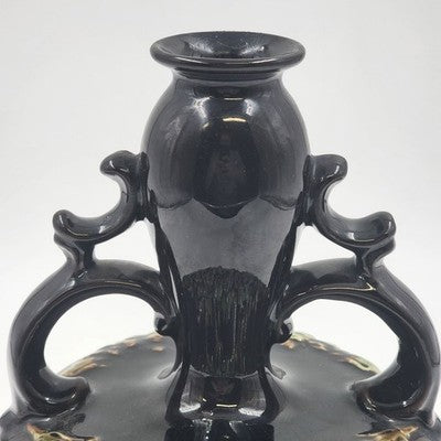 Peters & Reed Pottery Garland Floral Dual Handle Squat Vase 9" Craft Art