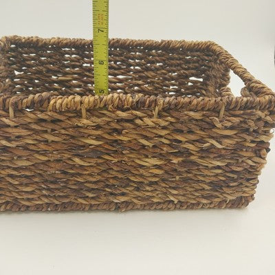 Water Hyacinth Woven Storage Basket Medium 12" w/ Metal Frame Organizer