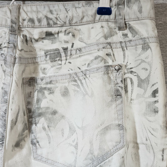 Soft Surroundings Sz 4 White Faded Floral Print Stretch Skinny Denim Jeans 30x32