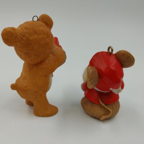 Set of 2 Hallmark Keepsake Christmas Ornaments – 1984 Santa Mouse & Cinnamon Bear – Vintage Holiday Collectibles with Original Boxes
