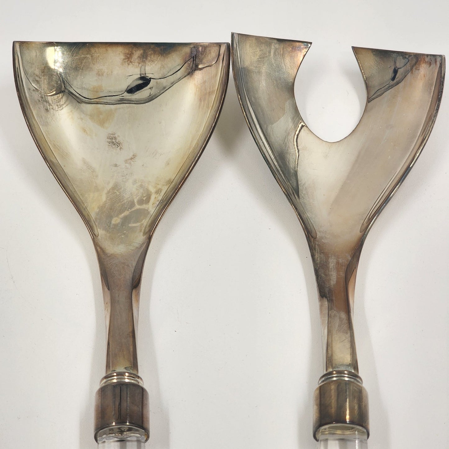 Lenox Ovations Salad Fork & Spoon Utensils Minimalist Stainless Crystal Handles