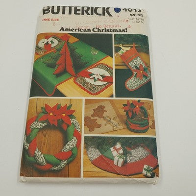 Butterick 4012 Vintage Sewing Pattern 1980's Uncut Christmas Decoration