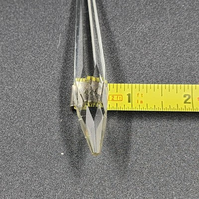 2 Icicle Spear Crystal Faceted Glass Prisms 3.4" w Octagon Accent Wire Connector