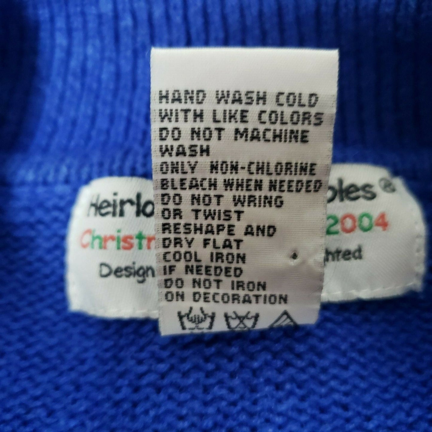 2004 Heirloom Collectibles 1XL Christmas Sweater Santa Claus Blue Zip Cardigan