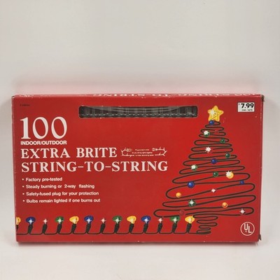 Fabri-Centers 100 Clear Mini Christmas Lights Super Bright String to String NIB
