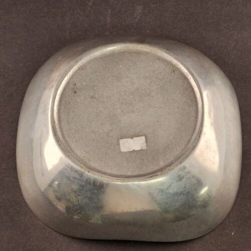 X Armetale Plough Tavern Pewter Bowl 8" Square with Curved Up Corners