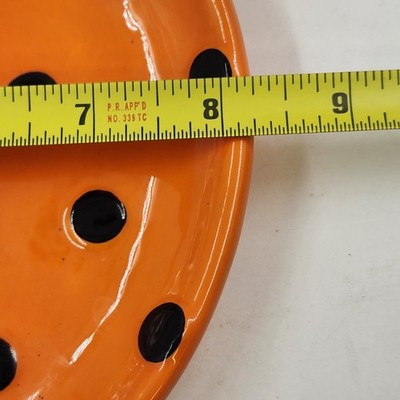 Grasslands Road Orange Pumpkin Plate Black Dots Pumpkin Patch Halloween Ceramic