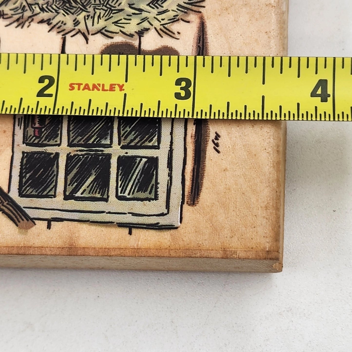 2 Wood Mounted Rubber Stamps Mountain Landscape & Barnyard Sheep Scene USA
