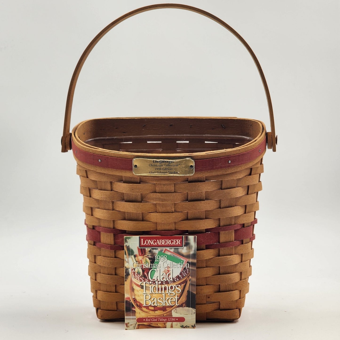 Longaberger Christmas 1998 Glad Tidings Basket Red Wall Hanger Plastic Protector