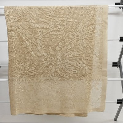 Gold Beige Lace Fabric Tablecloth Cover with Palm Tree Design Motif 34" Square