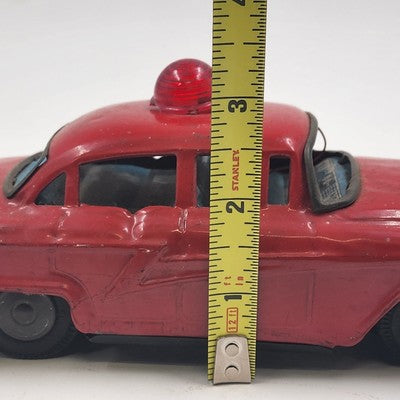 Metal Toy Police Car Red Light Electric Cable Controlled Not Working Japan 1955