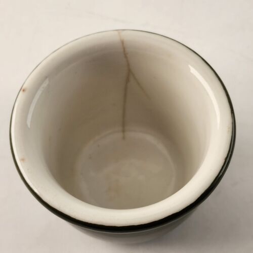 Set 6 Hall Pottery Green White Custard Cups Ramekin Dessert Restaurant