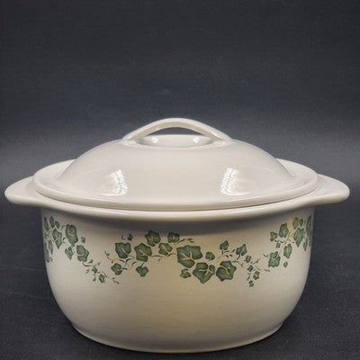 Corning Corelle Callaway 1.5 Qt Casserole Dish w/ Lid Green Ivy Vtg