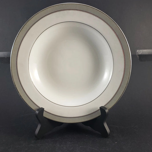 Mikasa Platinum Crown Soup Bowl L3428 Fine China 8.5" Silver Trim Vtg Thailand