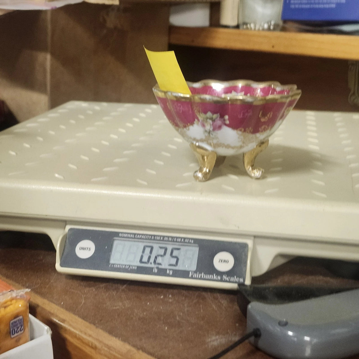O&EG Royal Austria Porcelain Footed Bowl 3.75" Pink Gold Floral Scalloped Ribbed