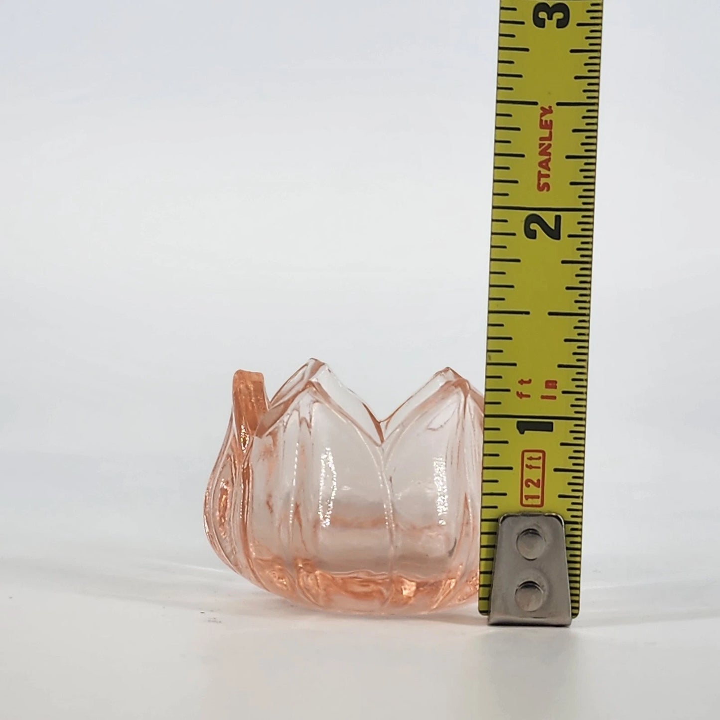 Westmoreland Pink Glass Lotus Flower Open Salt Cellar Individual Dip 1.25" Vtg
