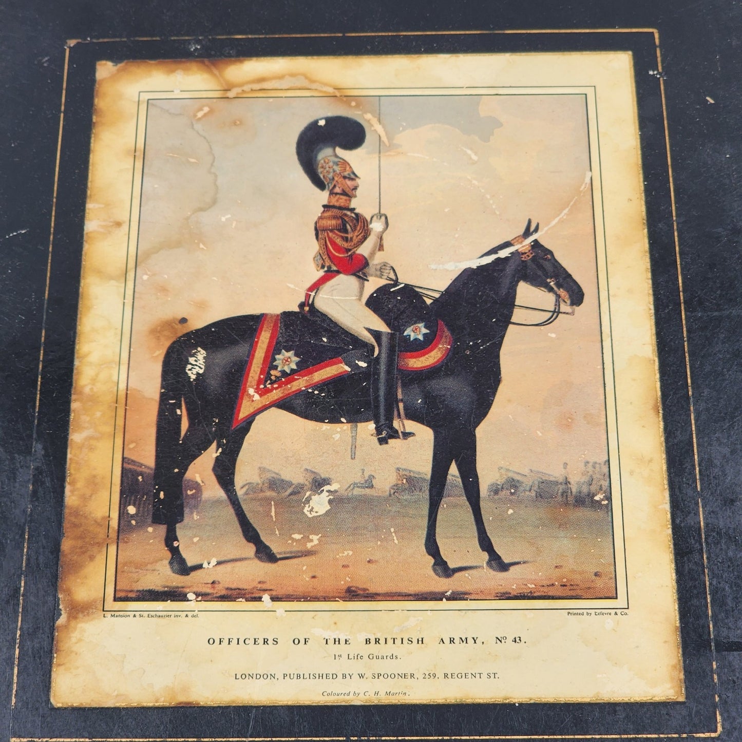 Officers Of The British Army No 43 Image Print Hardboard Frame Black Matted