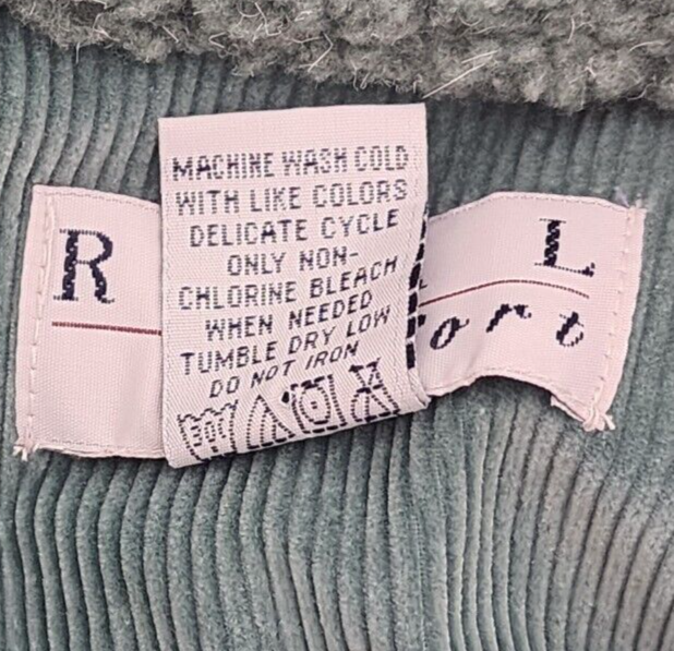 Sherpa Button Up Jacket Real Comfort Sea Green Long Sleeve Small 19" Chest