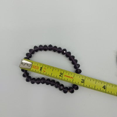 Set of 2 Stretch Bracelets Black Faceted & Black White Faux Pearl Acrylic Beads