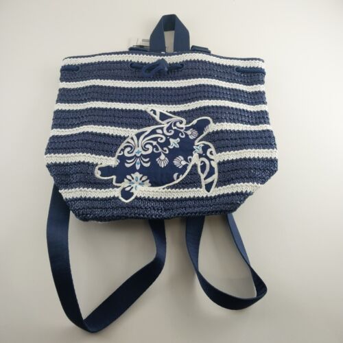 Straw Drawstring Backpack Vera Bradley Blue Medallion Sea Turtle Drawstring Bag