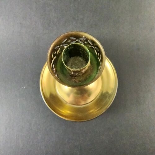 Brass Pedestal Candlestick Holder Wide Base Glass Globe Battery Candle 13½" Tall