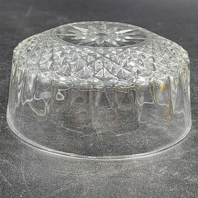 Arcoroc France Salad Serving Bowl Diamond Cut Crystal Clear Glass 5" Vintage