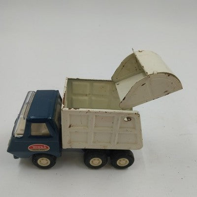 Tonka USA Blue & White Mini Garbage Truck 5.5" Long Pressed Steel 1970s Vintage