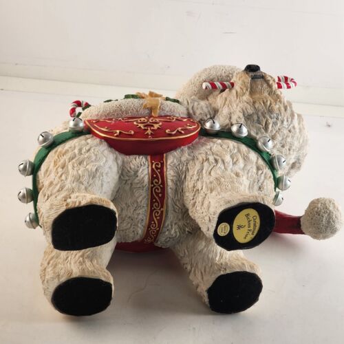 White and Red Danbury Mint Christmas Bichon Frise Large Santa Dog Figurine