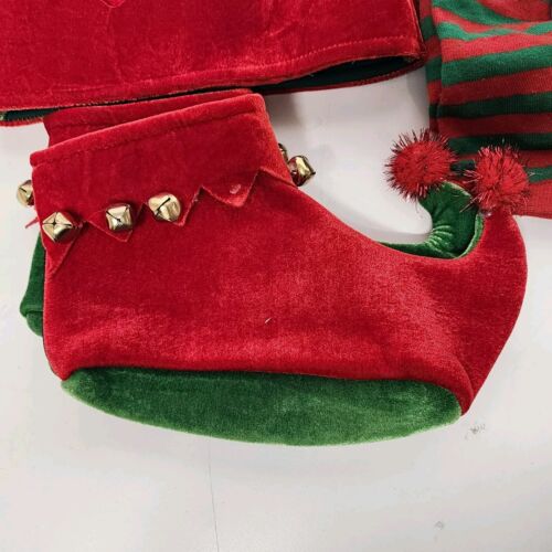 Elf Costume Red Green NEW NO EARS Shirt Pants Belt Boots Hat Child Size 8 - 10
