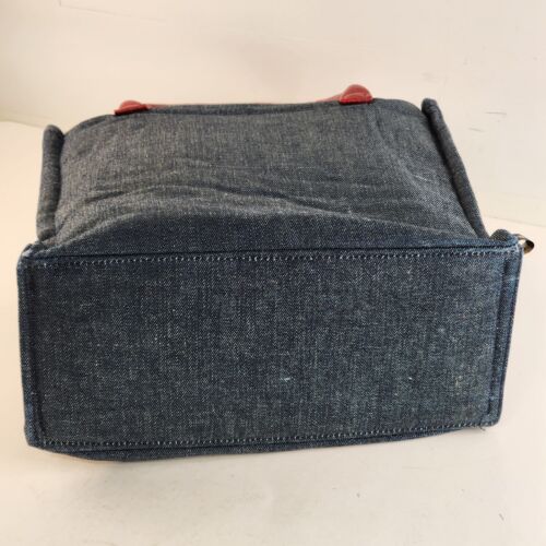 2007 Boyds Bear Club Collection Denim Tote Bag Plastic Insert Striped Lining 7"H