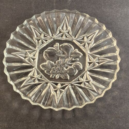 Federal Cut Glass Pioneer Pressed Fruits & Vegetable 8" Diam Dessert Salad Plate