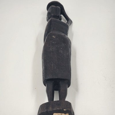Hand Carved Ebony Tribal African Kenyan Man Woman Figurine 15"