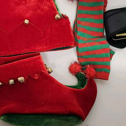 Elf Costume Red Green NEW NO EARS Shirt Pants Belt Boots Hat Child Size 8 - 10