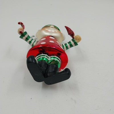 Christmas Pixie Elf Glass Ornament by Living Quarters 5.5" x 4" Holiday Decor