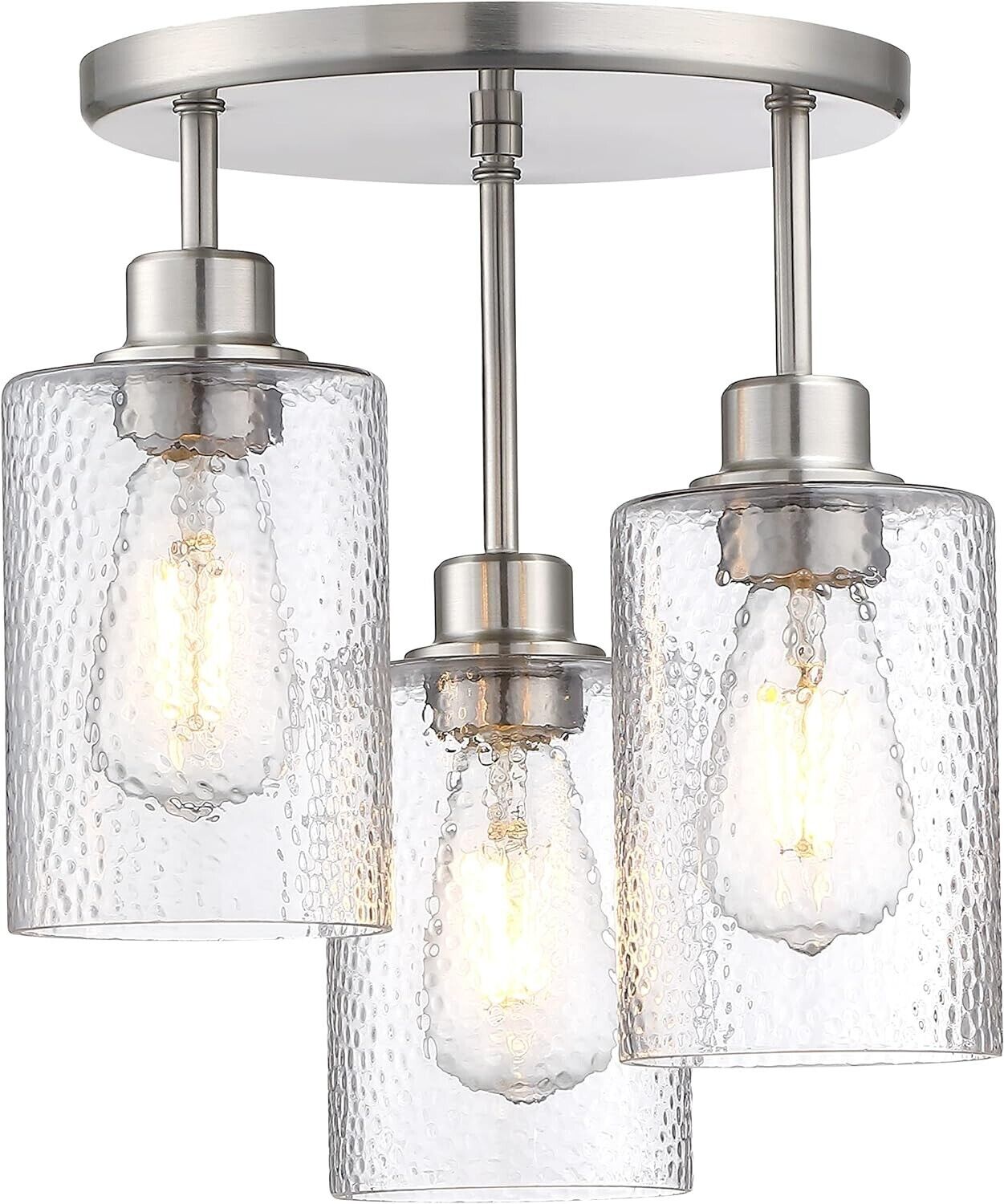 Sky Designer 3-Light Semi Flush Mount Ceiling Fixture Water Glass