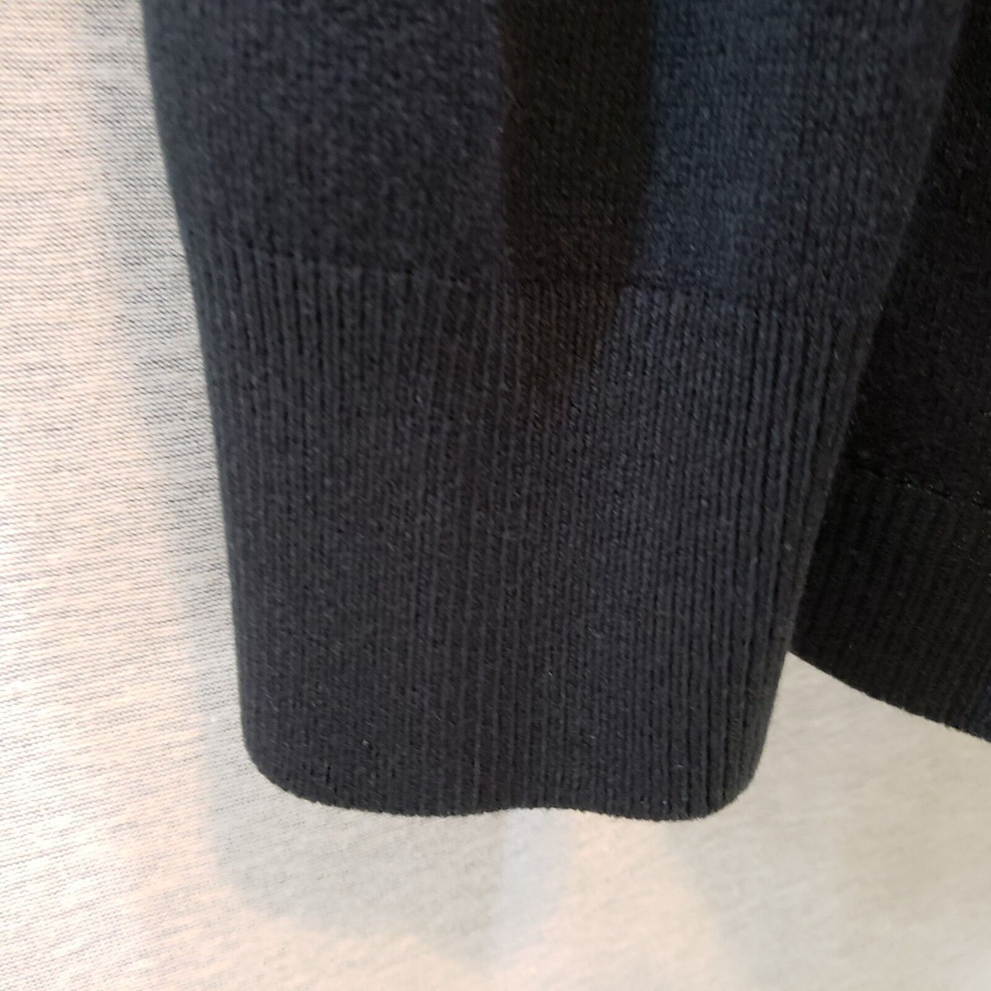 Debbie Morgan Cardigan Wrap Black XL Sweater Open Front Acrylic Patch Pockets