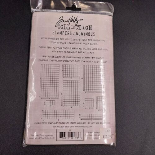 Tim Holtz Acrylic Clear Grid Blocks for Cling Mount Stamps Unopened 9 Blocks