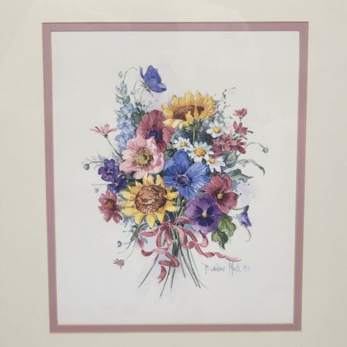 Rose Ribbon Framed And Matted Print by Barbara Mock Wall Art 16"w x 18"h Vintage