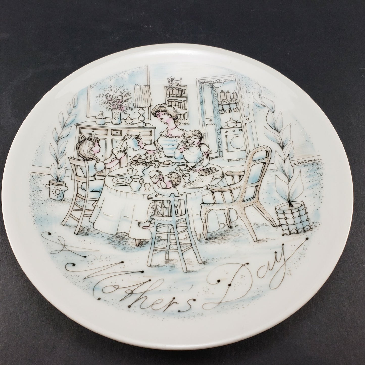 Haviland Limoges 3 Mother's Day Plates 1973 Breakfast 1974 The Wash & 1975 Park