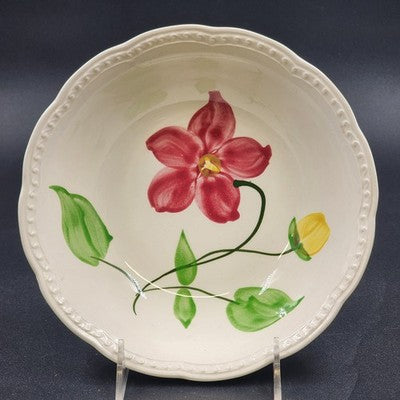 Stetson Pottery Joy Serving Bowl 9" x 2.25" Hand Painted Red Yellow Floral